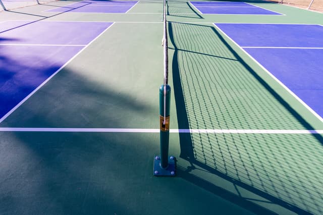 Net on a covered pickleball court